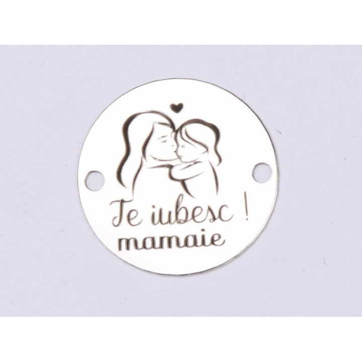E0389 G Link din argint Te iubesc mamaie  16.5mm 0.33mm