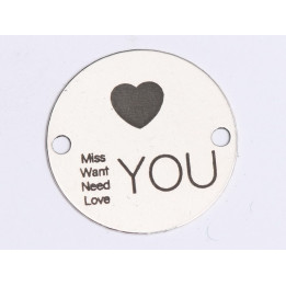 E0397 G Link din argint Miss Want Need Love You  16.5mm 0.33mm