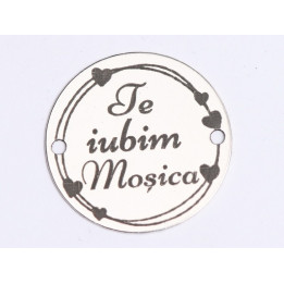 E0398 G Link din argint Te iubim Mosica  16.5mm 0.33mm
