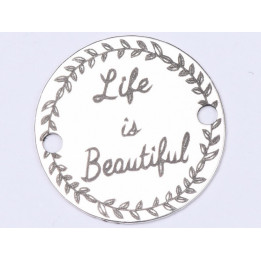 E0411 G Link din argint Life is Beautiful 16.5mm 0.33mm