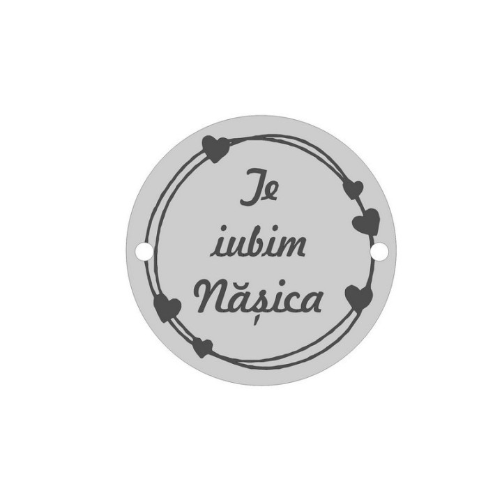 E0409 G Link din argint Te iubim Nasica  16.5mm 0.33mm