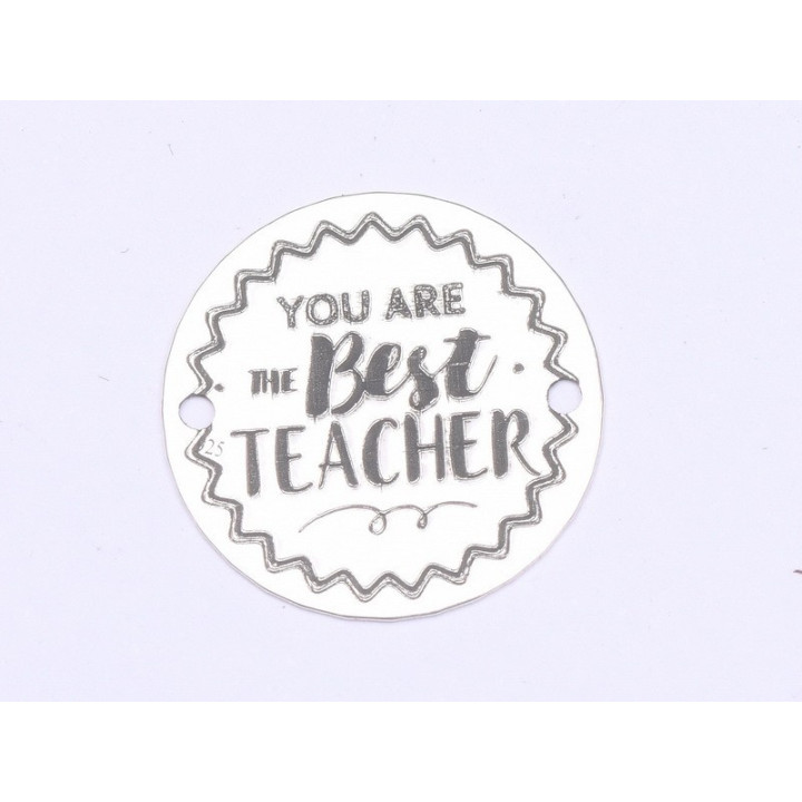 E0406 G Link din argint You are the best teacher 14x18mm 0.4mm