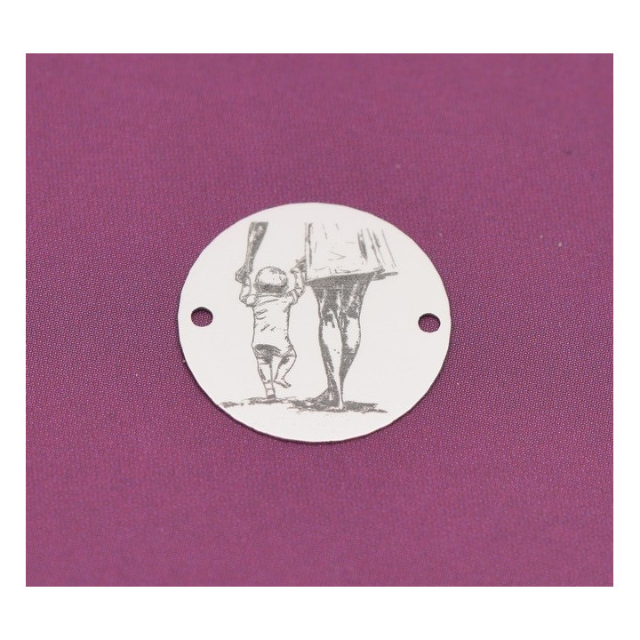 E0507-N-Link rotund argint 925 Holding Baby Hand 1 buc