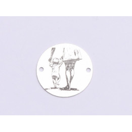 E0507-N-Link rotund argint 925 Holding Baby Hand 1 buc