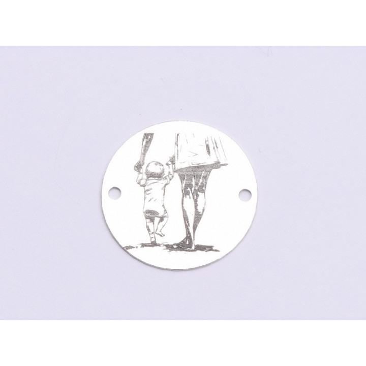 E0507-N-Link rotund argint 925 Holding Baby Hand 1 buc