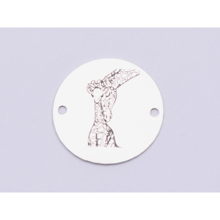E0510-N-Link rotund argint 925 Baby Giraffe&Mom  1 buc