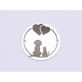 E0511-N-Link rotund argint 925 Caine si pisica v1  1 buc