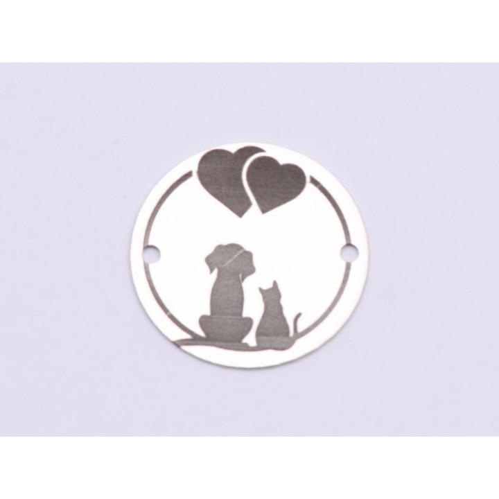 E0511-N-Link rotund argint 925 Caine si pisica v1  1 buc