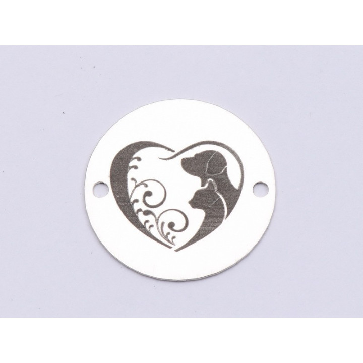 E0512-N-Link rotund argint 925 Caine si pisica v2  1 buc