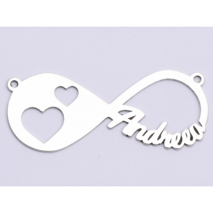 Infinit decupat din argint cu 2 nume cca 16x33mm