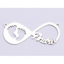 Infinit decupat din argint cu 1 nume si inimioare decupate cca 16x38mm
