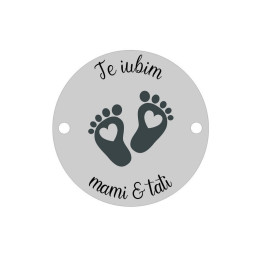 E0532 GS Link din argint 925 te iubim mami si tati 16.5mm 0.33mm 1 buc