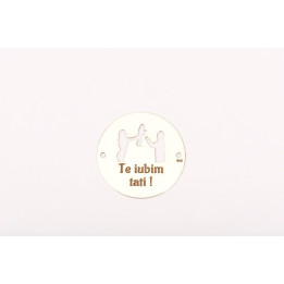 E0135-G-Link rotund din argint 925 diametru 22mm decupat parinti si copil plus text - bijuterii personalizate din argint | simos