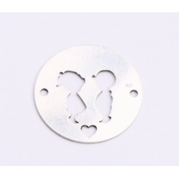 E0568-N-Link rotund din argint 925 diametru 16.5mm decupat model  baiat, fetita si inimioara