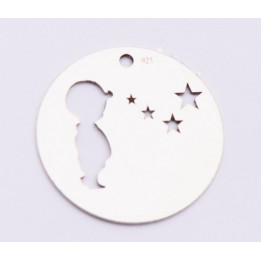 E0569-N-Link rotund din argint 925 diametru 16.5mm decupat model  baiat si stelute