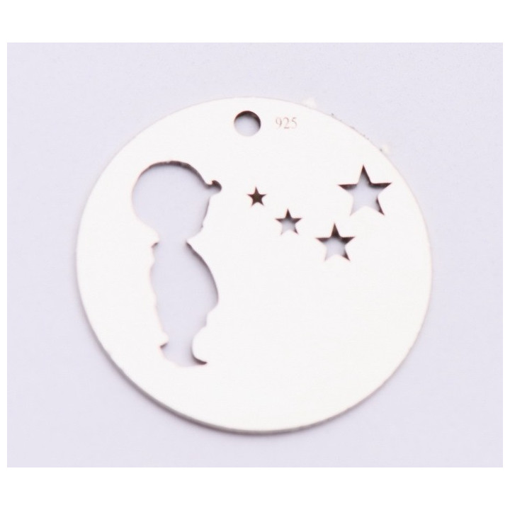 E0569-N-Link rotund din argint 925 diametru 16.5mm decupat model  baiat si stelute