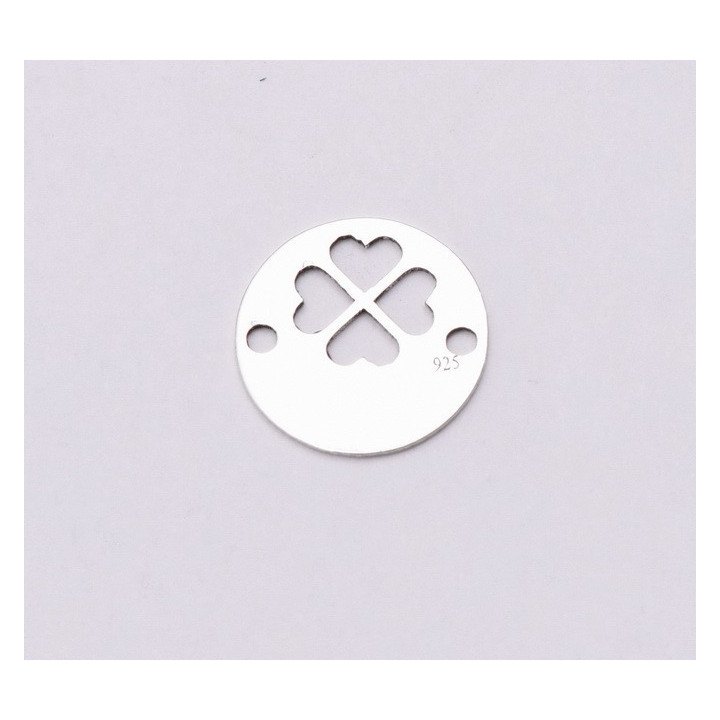 E0593-Link banut argint decupat cu trifoi 10mm 0.33mm 1buc