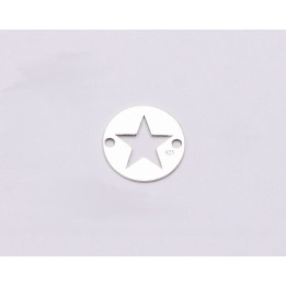 E0594-Link banut argint decupat cu stea 10mm 0.33mm 1buc