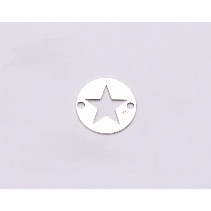 E0594-Link banut argint decupat cu stea 10mm 0.33mm 1buc