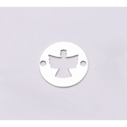 E0595-Link banut argint decupat cu ingeras10mm 0.33mm 1buc