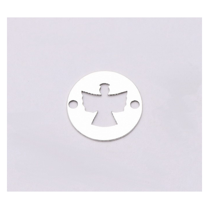 E0595-Link banut argint decupat cu ingeras10mm 0.33mm 1buc