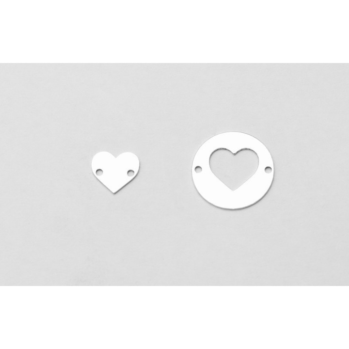 E0597-Link argint 925 cu inima decupata in interior 14mm 0.5mm