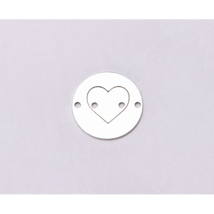 E0597-Link argint 925 cu inima decupata in interior 14mm 0.5mm