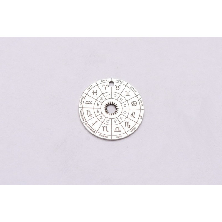 E0598-Pandant argint 925 Zodii 14mm 0.5mm grosime