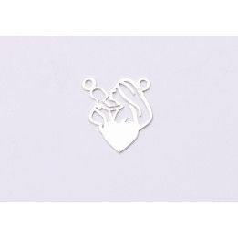  E0608 N Link din argint 925 mama cu bebe 17x15mm 0.5mm