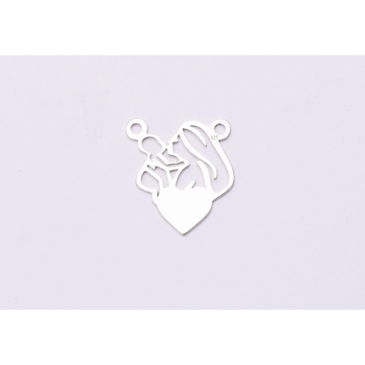  E0608 N Link din argint 925 mama cu bebe 17x15mm 0.5mm