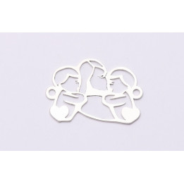 E0609- Link mama si doi copii cu inimioare 25x17mm 0,5mm grosime-1buc