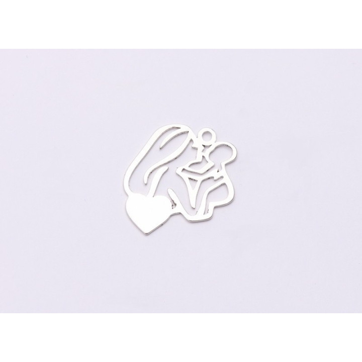 E0610 N Charm din argint 925 mama cu bebe versiunea 2 19x17mm 