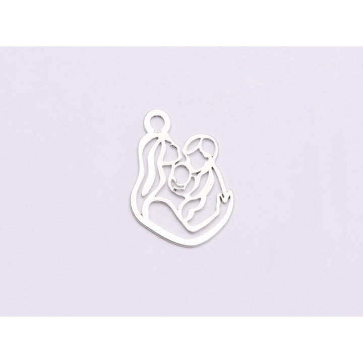  E0611 N Charm din argint 925 mama cu bebe si copil 20x15mm 0.5mm
